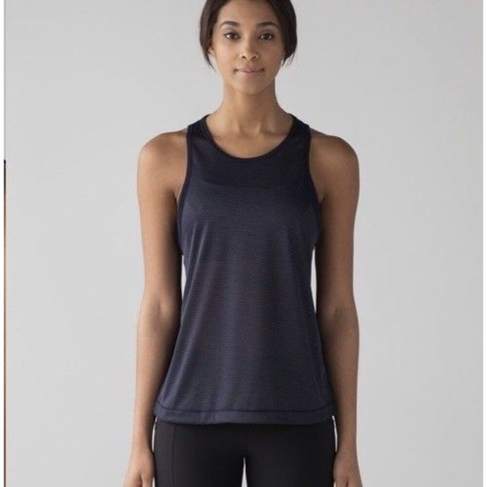 Lululemon Size 2 Squad Goals Tank Black Trinity Mesh
